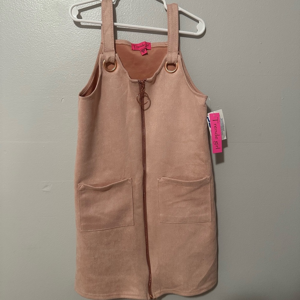 Tan Sleeveless Zip-Up Dress for Girls